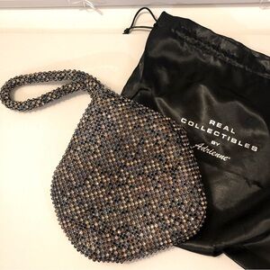 Real Collectibles by Adrienne Black and Brown Faux Diamond Studded Handbag